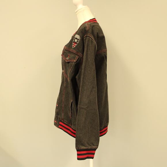 Men's D.C. United The Wild Collective Black Denim Full-Button Bomber Jacket SZ L - Picture 2 of 9